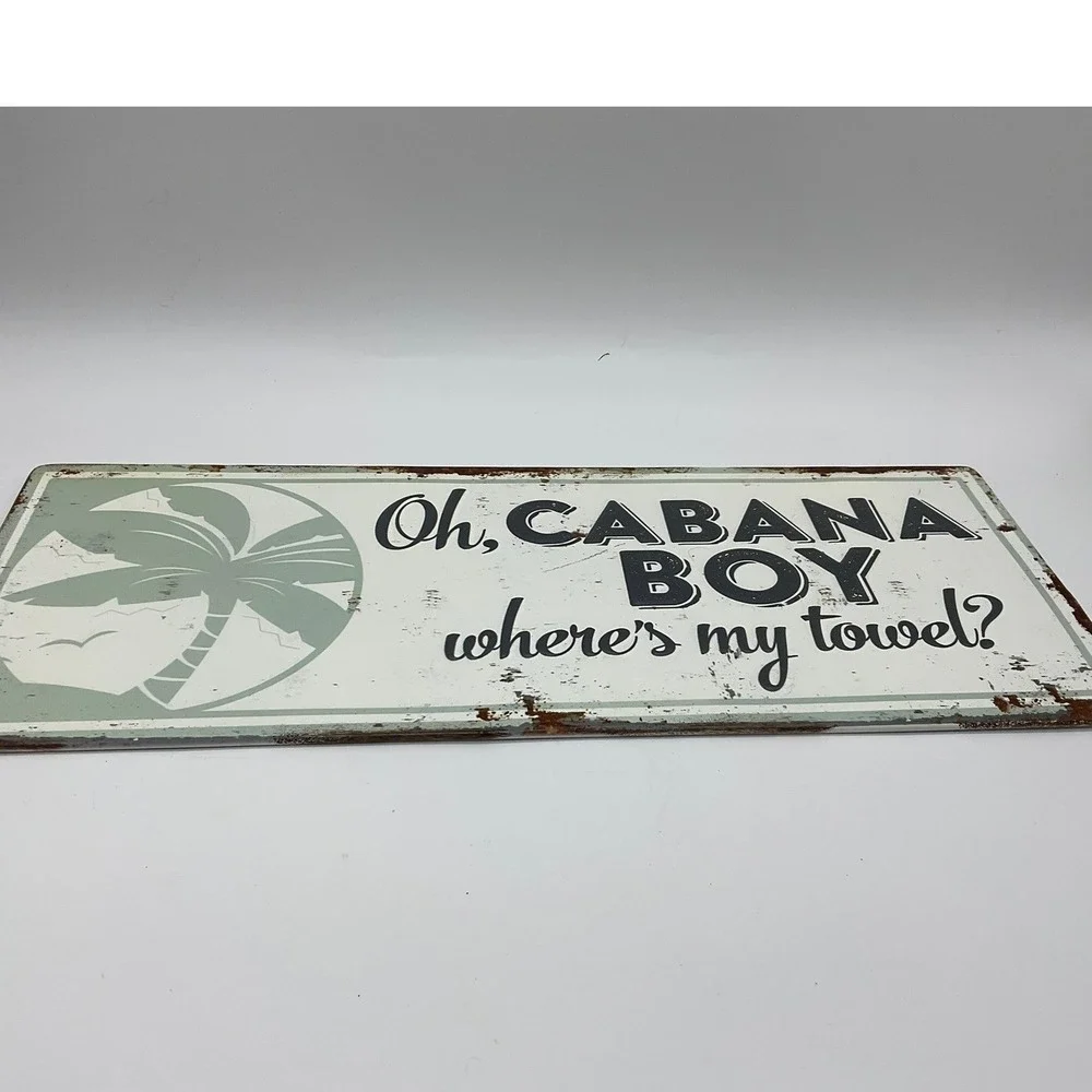 Hobby Lobby Metal Wall Decor Unisex 20x8 White Cabana Boy Tropical Beach Sign